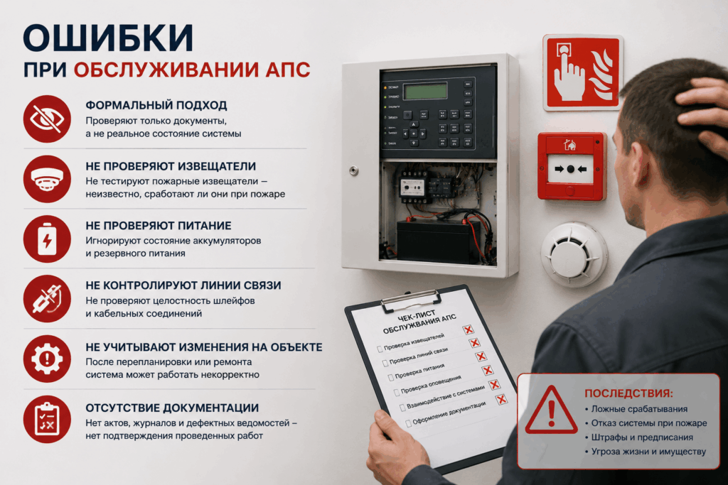 Типичные ошибки при обслуживании АПС