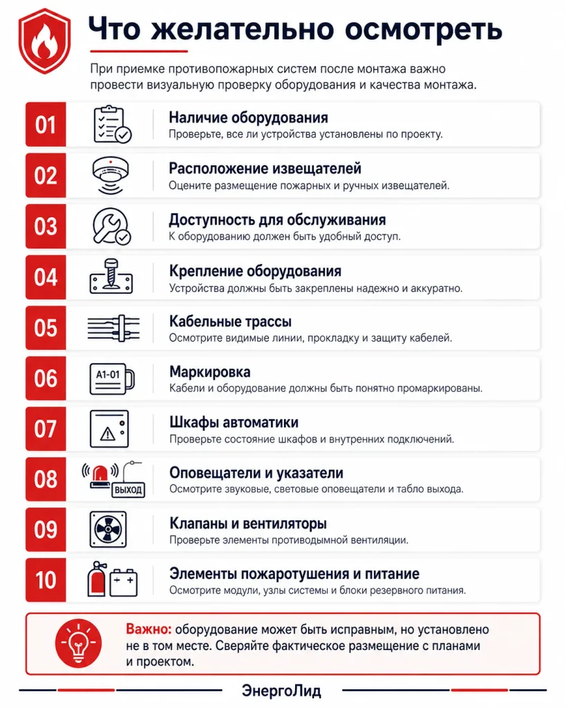 Что осмотреть при приемке противопожарных систем после монтажа