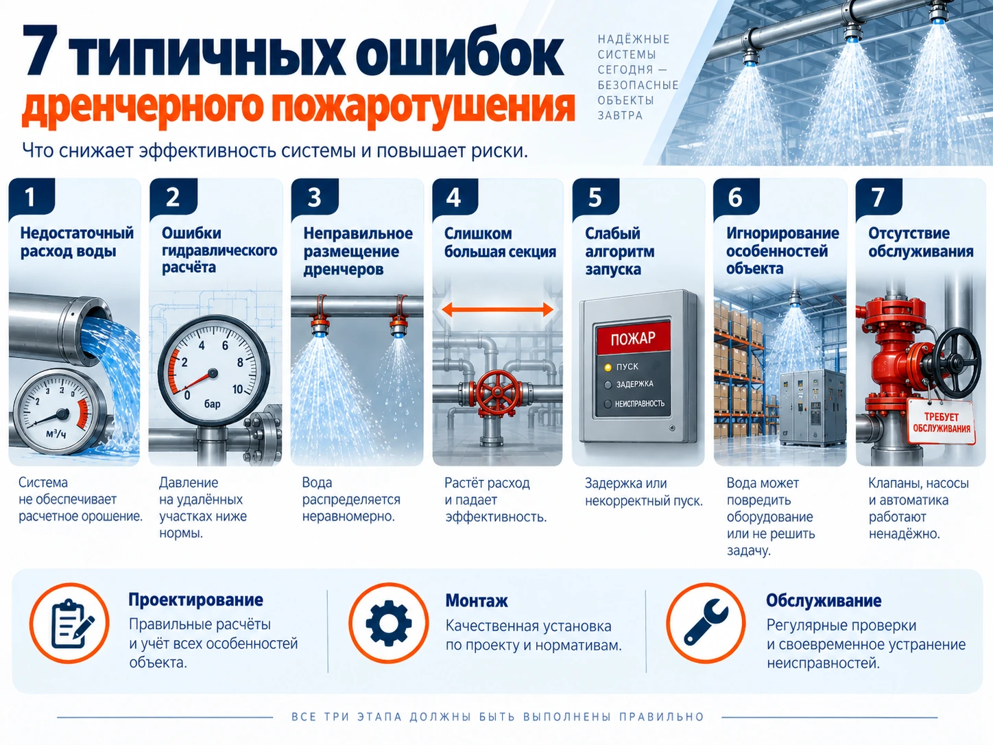 Семь типичных ошибок дренчерного пожаротушения