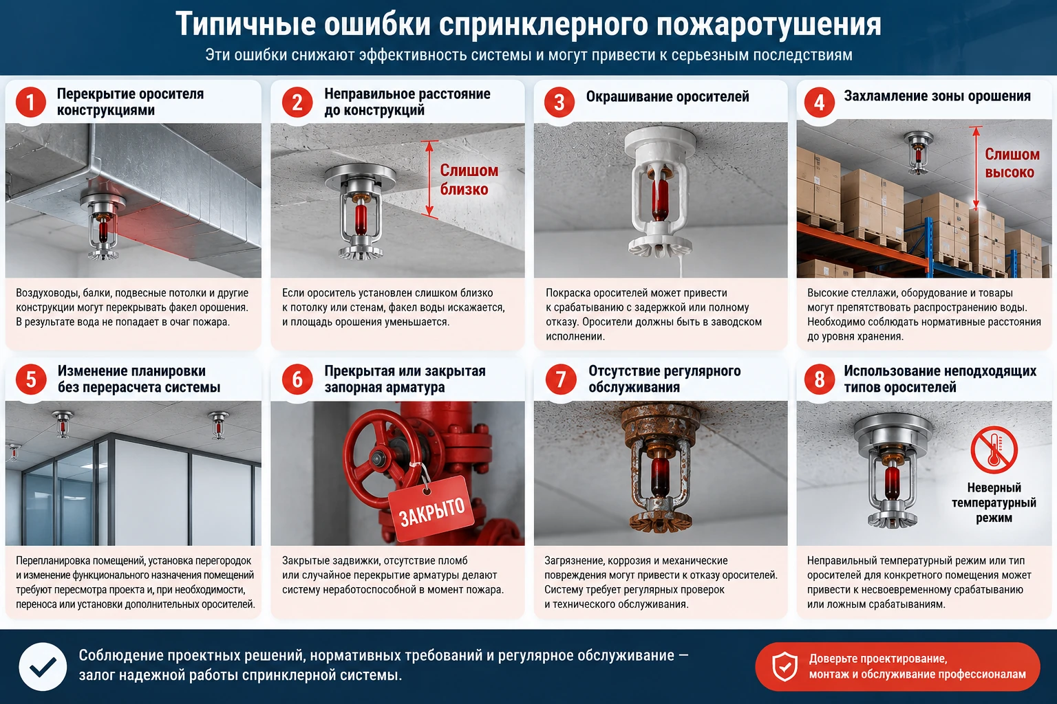 Типичные ошибки спринклерного пожаротушения