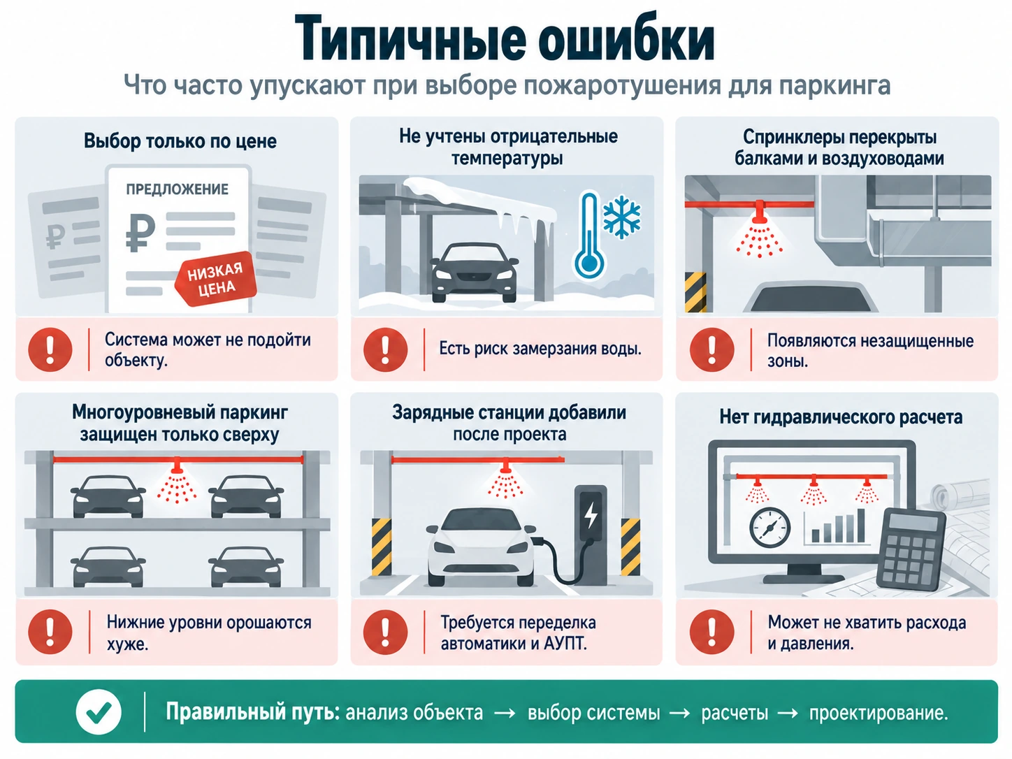 Типичные ошибки при выборе пожаротушения для паркинга