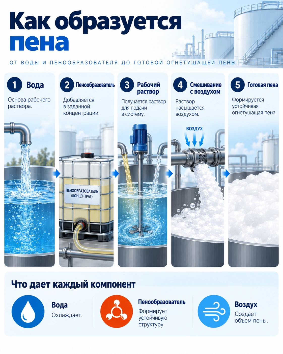 Как образуется огнетушащая пена
