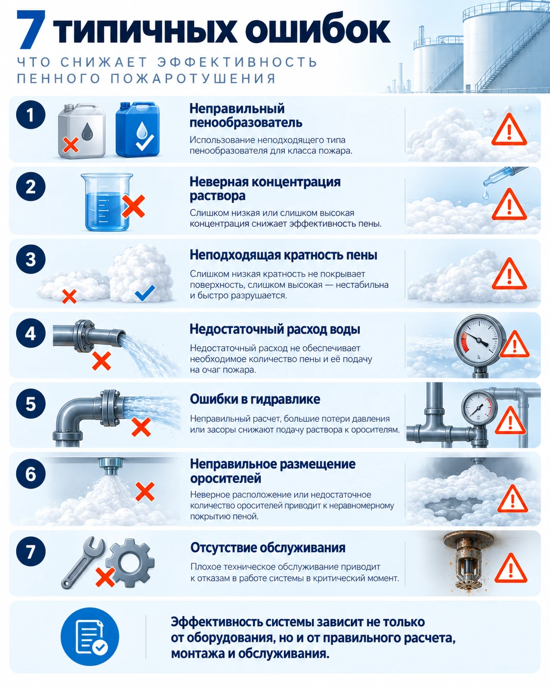 Типичные ошибки пенного пожаротушения